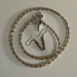 Swarovski dragonfly necklace and dangling earrings in silver